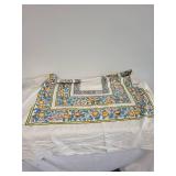 Vintage Fruit Motif Tablecloth with Border Design