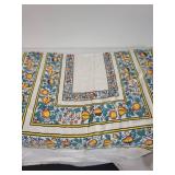 Vintage Fruit Motif Tablecloth with Border Design