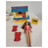 Vintage Barbie Doll with Snack Stand and Accessories