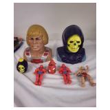 He-Man and Skeletor Collectible Coin Banks with Vintage Action Figures