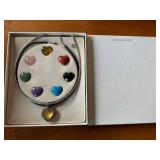 Sterling Silver Interchangeable Heart Pendant Necklace Set