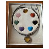 Sterling Silver Interchangeable Heart Pendant Necklace Set