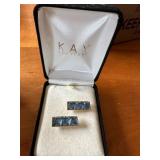 Pair of Vintage Blue Gemstone Brooches