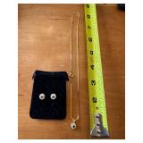 Gold Necklace and Earring Set with Sapphire Stones