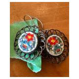 Vintage Collection of Mini Mosaic Earrings and Crystal Brooch