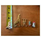 Vintage Brooch Set with Dog, Santa, and Christmas Tree