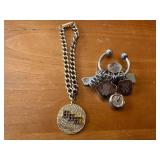 Vintage HHH (Hubert Horatio Humphrey) Convention Bracelet and Gold and Silver Tone Weight Watchers Keychain and Charm Set