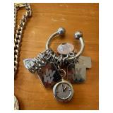 Vintage HHH (Hubert Horatio Humphrey) Convention Bracelet and Gold and Silver Tone Weight Watchers Keychain and Charm Set