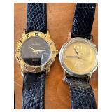 Vintage watch collection with assorted bands and accessories