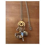 Vintage Gold-Toned Charm Necklace with Unique Pendants
