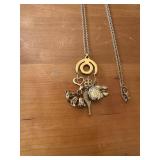 Vintage Gold-Toned Charm Necklace with Unique Pendants