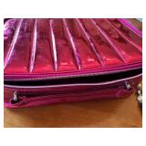 Collection of Costume Jewelry Necklaces and Bracelets with Metallic Pink Bag