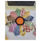 Vintage Textile Table Decor Set with Crocheted Pieces and Cabinet Photo Frame