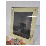 Vintage Textile Table Decor Set with Crocheted Pieces and Cabinet Photo Frame