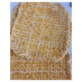 Vintage Textile Table Decor Set with Crocheted Pieces and Cabinet Photo Frame