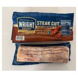 G. 2x 1lb 4oz Steak Cut Hickory Smoked Bacon