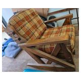 MCM Tweed and Wood Rocking Chair