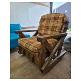 MCM Tweed and Wood Rocking Chair