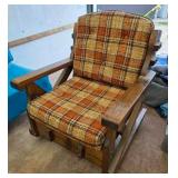 MCM Tweed and Wood Rocking Chair