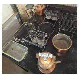 Copper Kettles and Boiler W/ other tableware