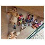Lot of Dolls with Wood cabinet