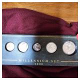Millenium Coin Set 2000, Lincoln Penny Bicentennial Designs, Lincoln 1st and Last Year Memorial Set