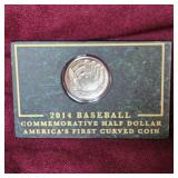 2014 Baseball Commemorative Curved Coin 50c Size