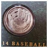 2014 Baseball Commemorative Curved Coin 50c Size
