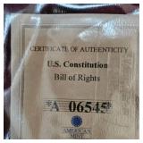 US Constitution Gold Gilded Bill of Rights Coin