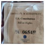 US Constitution Gold Gilded Bill of Rights Coin