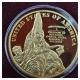 US Constitution Gold Gilded Bill of Rights Coin