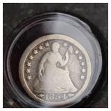 1854 Liberty Seated Half Dime, Very Nice