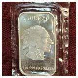 1 oz Liberty Chief/Buffalo Bar(.999)Silver