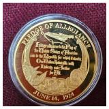 Pledge of Allegiance Symbols of Freedom Coin Layered in 24kt Gold