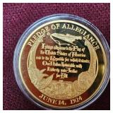 Pledge of Allegiance Symbols of Freedom Coin Layered in 24kt Gold