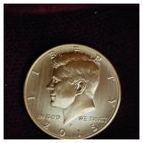 2015 Gold Plated Kennedy and 24kt 3mil tube of Gold flakes/Pieces