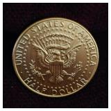 2015 Gold Plated Kennedy and 24kt 3mil tube of Gold flakes/Pieces