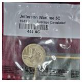 5-Jefferson War Time Silver Nickels