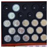 Kennedy Halves Collection 50c(1-1964 and 1-1968) with 5 tray glass top display (38 Coins all BU)