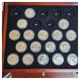 Kennedy Halves Collection 50c(1-1964 and 1-1968) with 5 tray glass top display (38 Coins all BU)