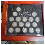 Kennedy Halves Collection 50c(1-1964 and 1-1968) with 5 tray glass top display (38 Coins all BU)