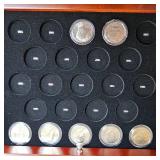 Kennedy Halves Collection 50c(1-1964 and 1-1968) with 5 tray glass top display (38 Coins all BU)