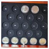 Kennedy Halves Collection 50c(1-1964 and 1-1968) with 5 tray glass top display (38 Coins all BU)