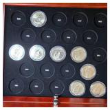 Kennedy Halves Collection 50c(1-1964 and 1-1968) with 5 tray glass top display (38 Coins all BU)