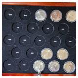 Kennedy Halves Collection 50c(1-1964 and 1-1968) with 5 tray glass top display (38 Coins all BU)