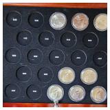 Kennedy Halves Collection 50c(1-1964 and 1-1968) with 5 tray glass top display (38 Coins all BU)