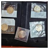 Kennedy Halves Collection 50c(1-1964 and 1-1968) with 5 tray glass top display (38 Coins all BU)