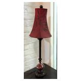 Stylish Table Lamp with Maroon Shade and Accents
