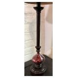 Stylish Table Lamp with Maroon Shade and Accents