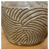 Artisan Crafted Ribbed Pottery Pitcher by Parrish